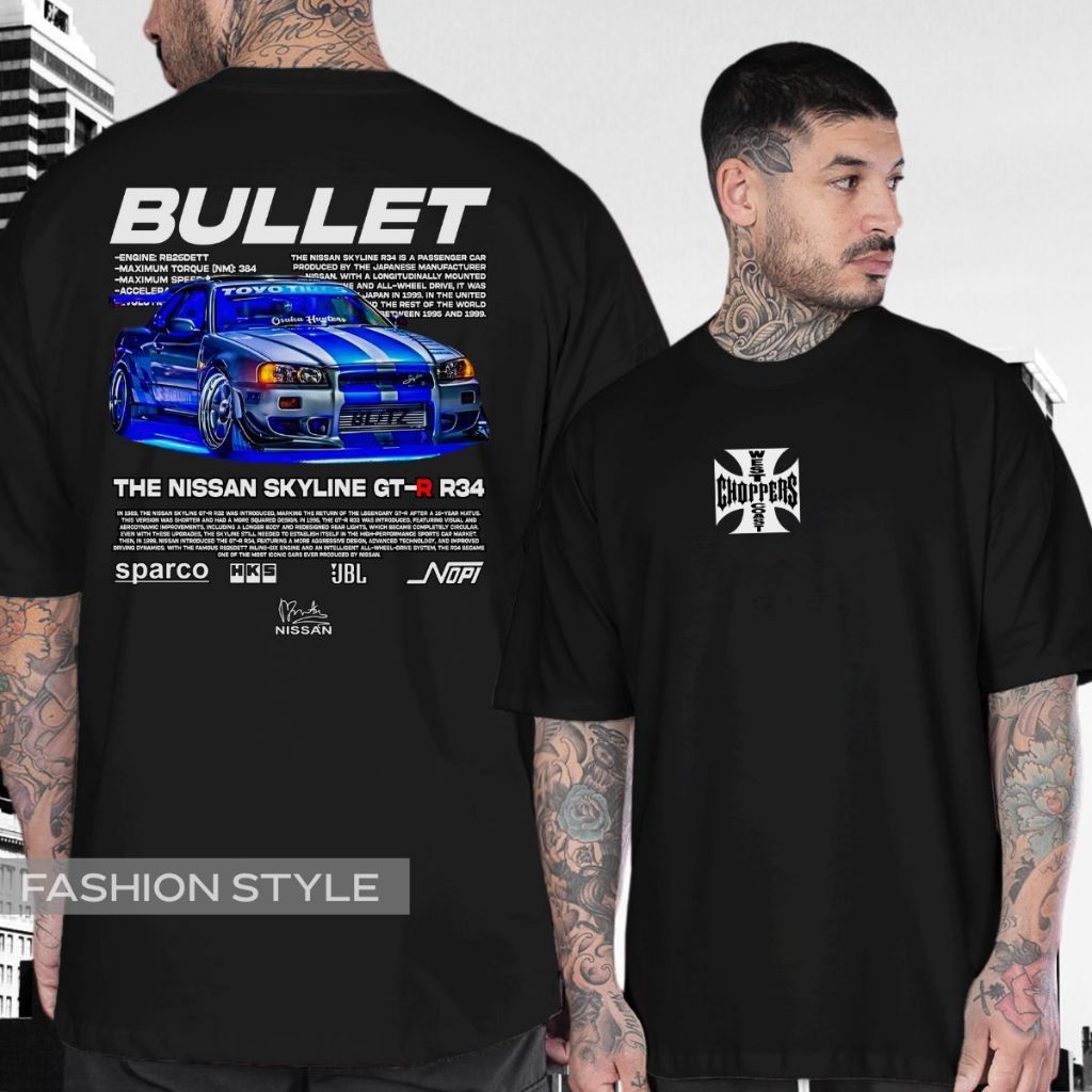 Camiseta Gtr R34 Carro Brian O'Conner Bullet Choppers Paul Walker Skyline Velozes Toretto Furiosos em Oferta na Shopee