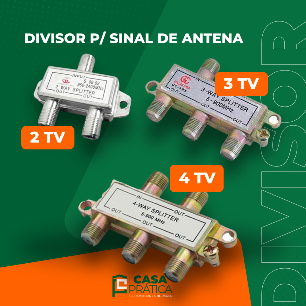 Divisor Sinal Antena Coaxial Rg59 Para 2 Tv 3 Tv 4 Tv Splitter Distribuidor Cabo