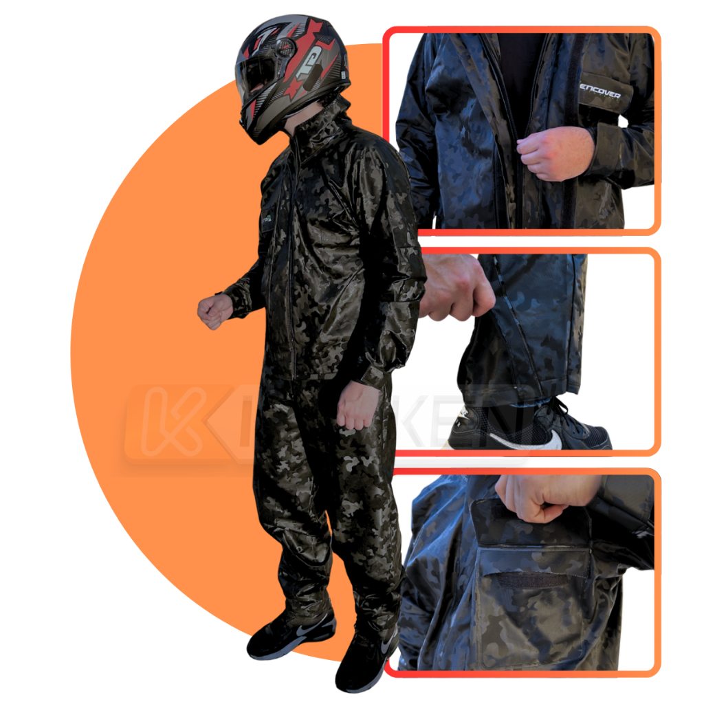 Capa de Chuva Conjunto Completo Moto Motoqueiro Motociclista Pvc Impermeável Camuflado Refletivo em Oferta na Shopee