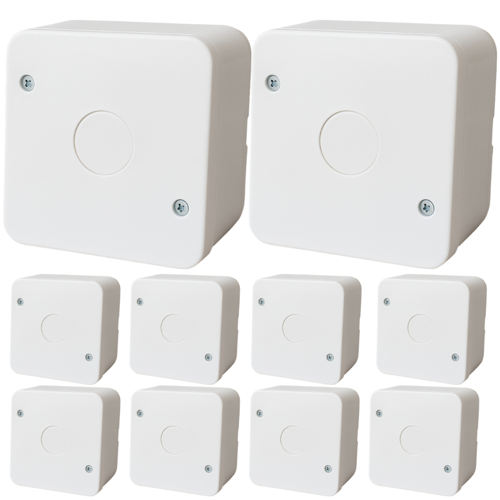 Jogo 10 Caixas Plástica Organizadora CFTV Sobrepor P/ Câmeras De Segurança Conectores