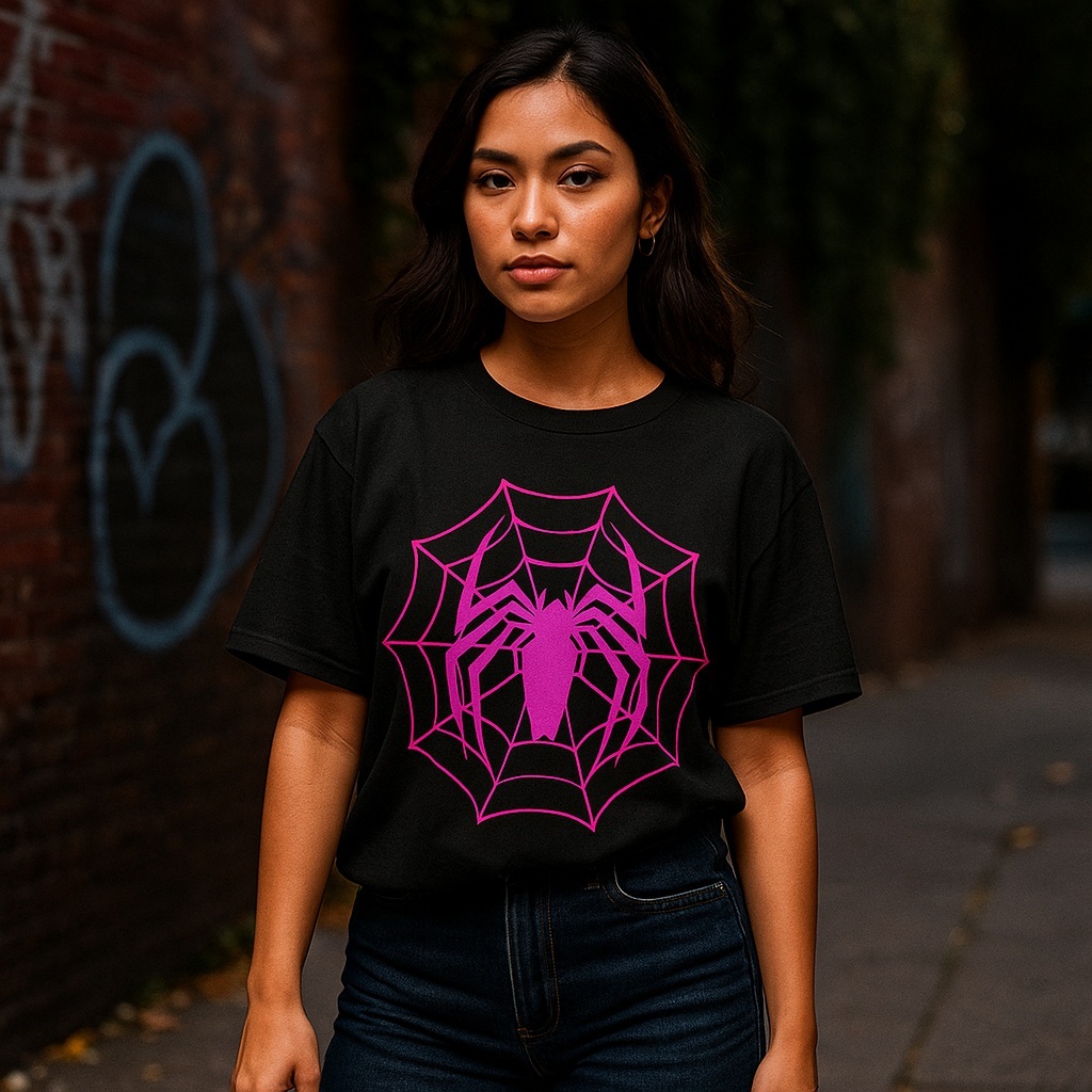 camiseta aranha teia blusa 100%algodão promoção feminina Estilo Geek e Streetwear Camiseta