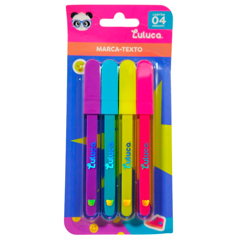 Kit Marca Texto Luluca 4 Cores Neon Pastel – Caneta Marcador Escolar Atóxico em Oferta na Shopee