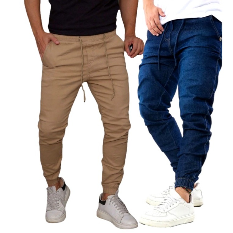 Kit C/2 Calças Jogger Streetwear Masculina Punho Elástico PREMIUM
