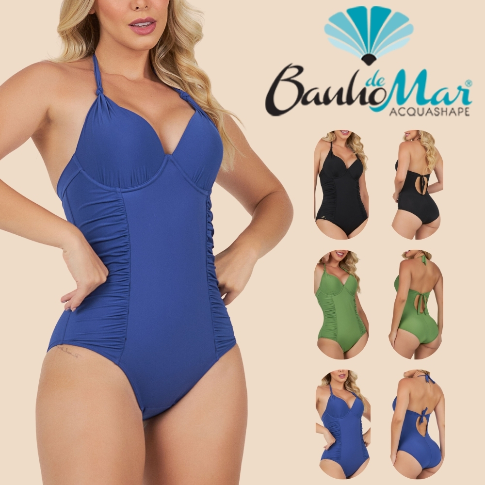 Maio Banho De Mar Liso Com Bojo Drapee Moda Praia Verao Redutor e Modelador Reduz Barriga