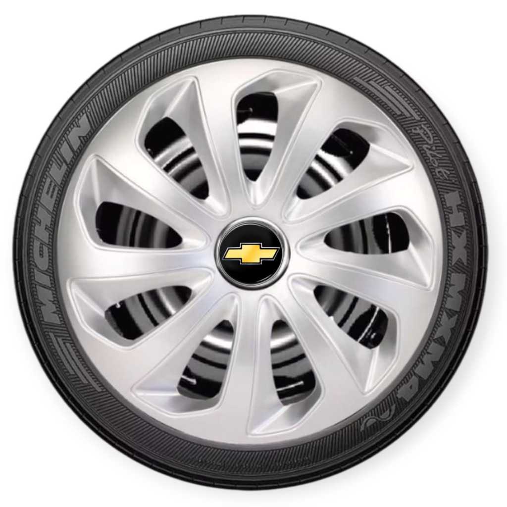 Calota Chevrolet GM Aro 14 – Jogo c/ 4 Onix Prisma Celta Corsa Spin Encaixe Firme Brinde Exclusivo