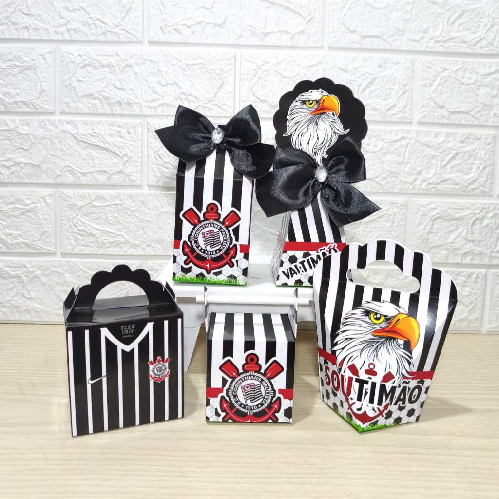 Kit Personalizados caixinhas FUTEBOL   CORINTHIANS Lembrancinha aniversário-Festa PEGUE E MONTE