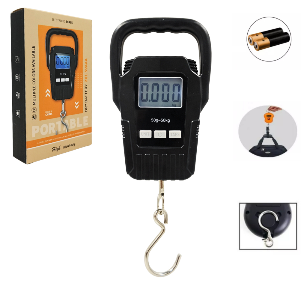 Balança Digital 50kg Suspensa de Alta Precisão Mala e Pesca