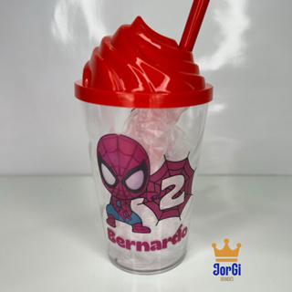 Copos Personalizados 300ml com Tampa Todos os temas homem aranha spidey em Oferta na Shopee