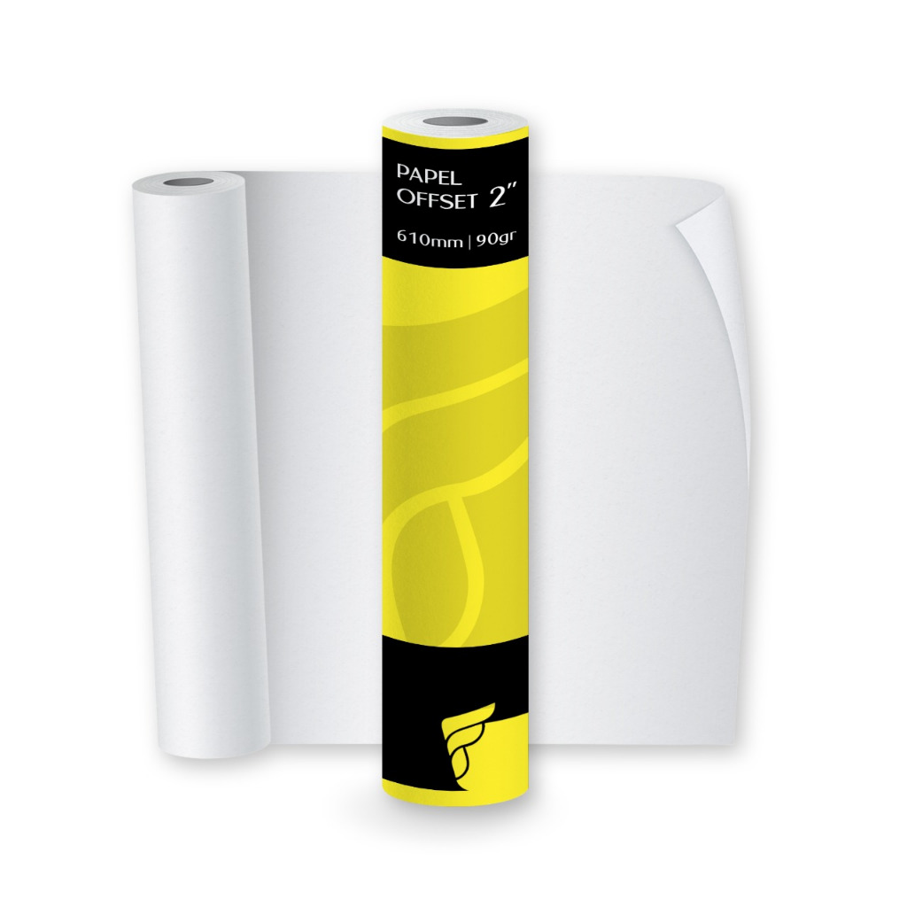 Bobina Papel Offset Sulfite 90g 610mm x 50m tubo 2 polegadas em Oferta na Shopee