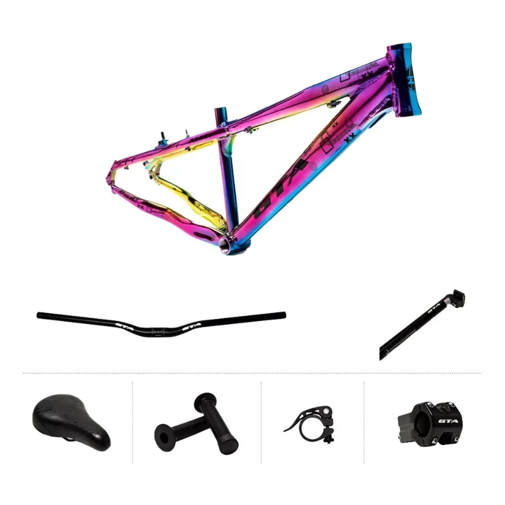 Quadro 26 Gta Camaleão Alumínio Bike Freeride P/ Manobra + Componentes (Guidão, Mesa, Banco, Canote)