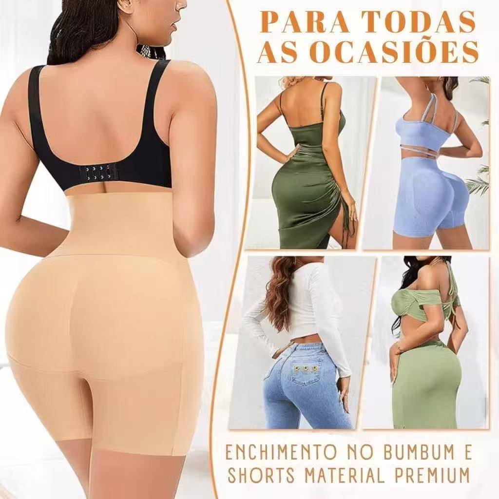 Short com Enchimento Levanta Bumbum Modeladora Feminina Modela Cintura e Valoriza Curvas sem costura 555