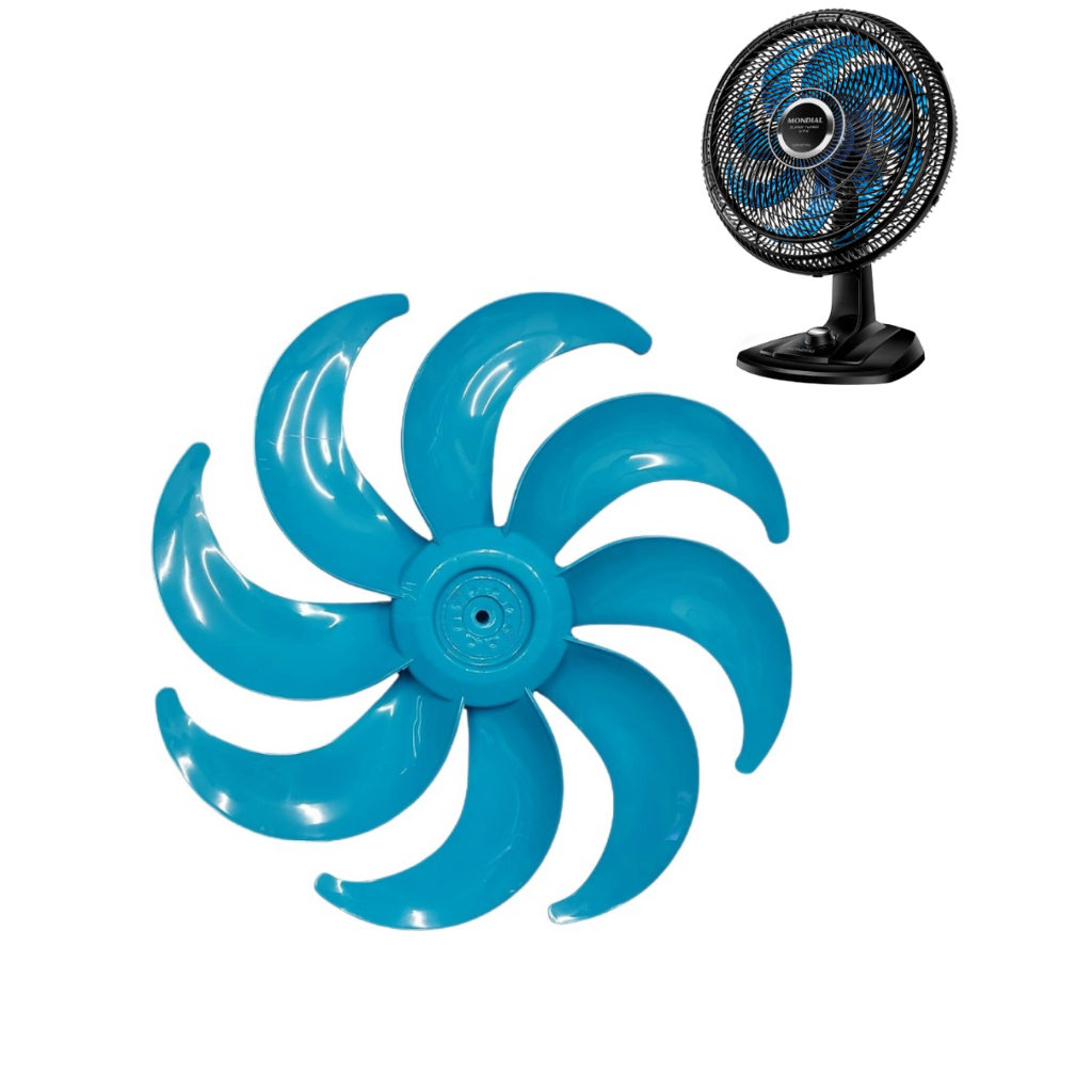 Hélice 8 Pás Para Ventilador Mondial 40cm V-40 Azul