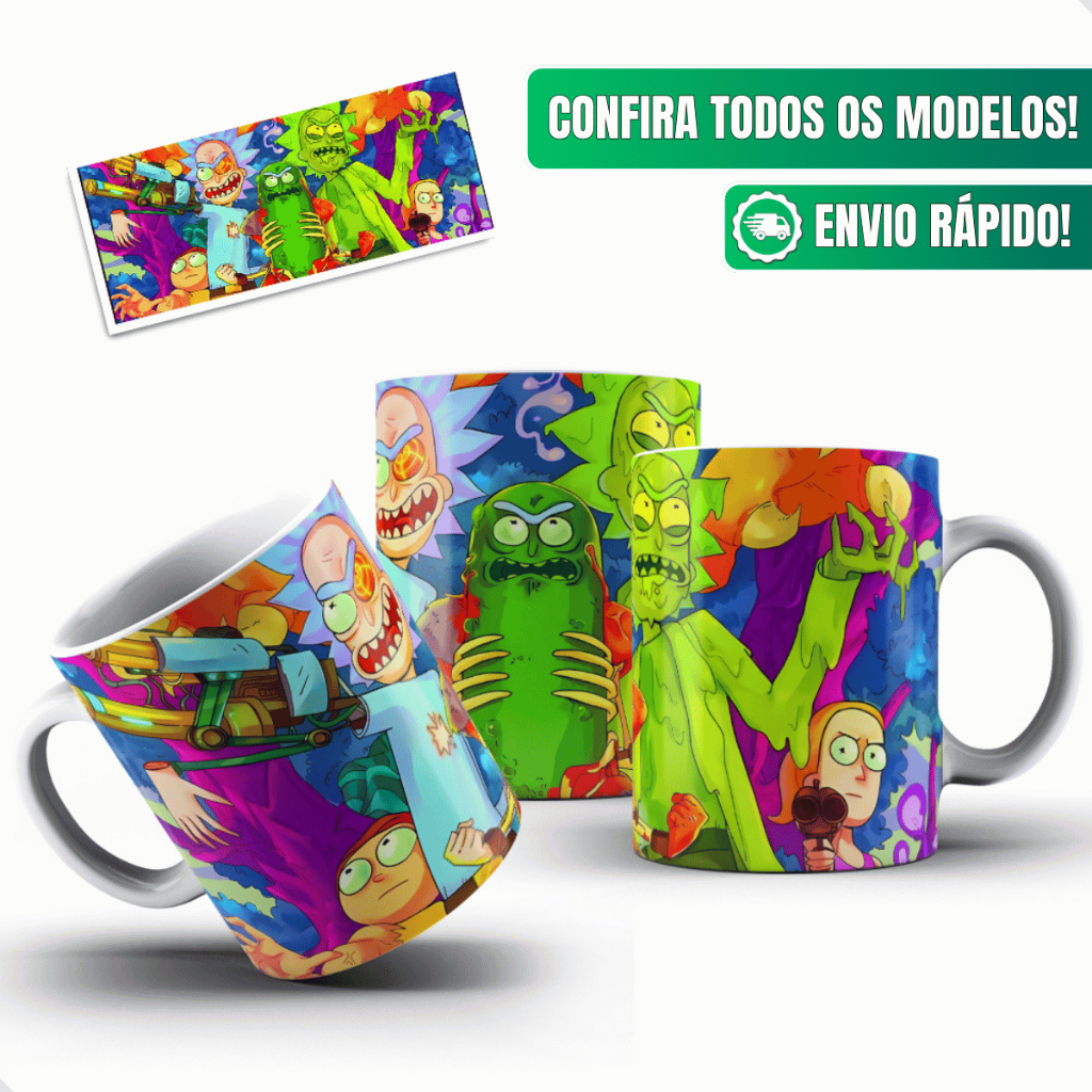 Caneca Rick And Morty Ceramica Personalizada 325ml Mutacao Transformacao Colorida Insano Desenhado