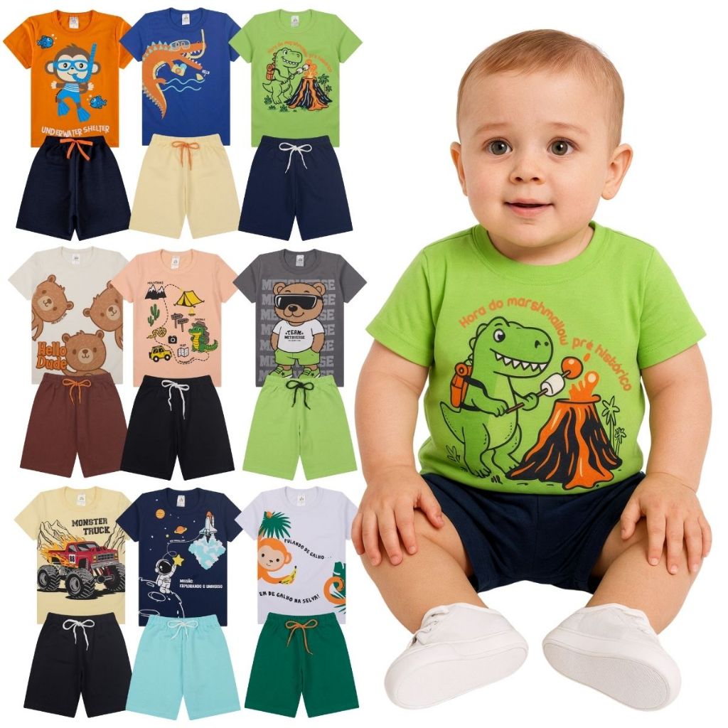 Kit Bebe 6, 10 ou 20 Peças De Roupas Menino Infantil Roupas Sortidas Para Meninos Infantil Masculino Enxoval Roupa Calor