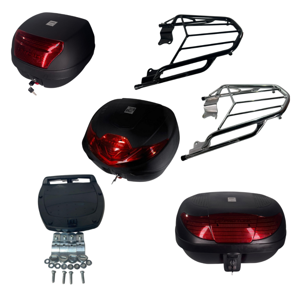 Bagageiro para Fazer150 + Baú 28L 35L 45L – Modelo 2018 Preto ou Cromado Aço Reforçado