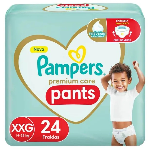 Fralda Pampers Premium Car Pant XXG 24Un em Oferta na Shopee