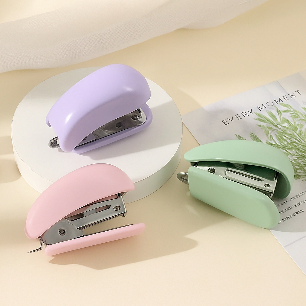 Mini Grampeador 12 Folhas Fofo Com Grampos 24/6 Oasis OIA-8203