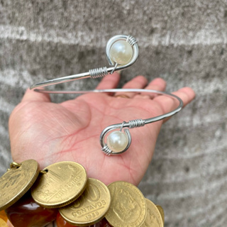 Lançamento Bracelete Pérola Elegante no Dourado ou Prata moderno Confortável Luxo Hippie Praiano em Oferta na Shopee