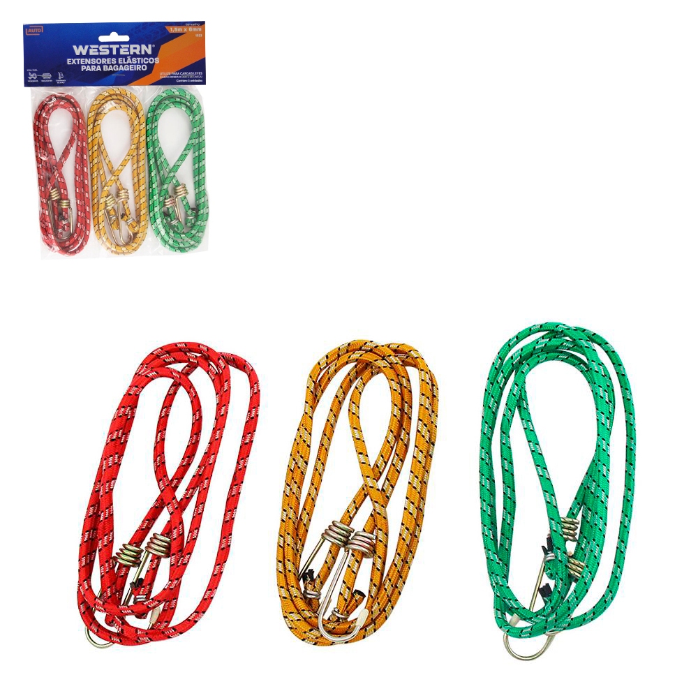 ELASTICO EXTENSOR MULTIUSO COLORS COM 3 PECAS 1,5MX6MM