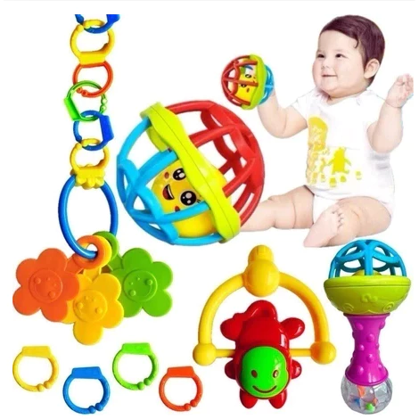 Kit Brinquedos Para Bebê Chocalhos Mordedor Sensorial Brinquedo Infantil Musical Coisas de Bebê Neném Criança