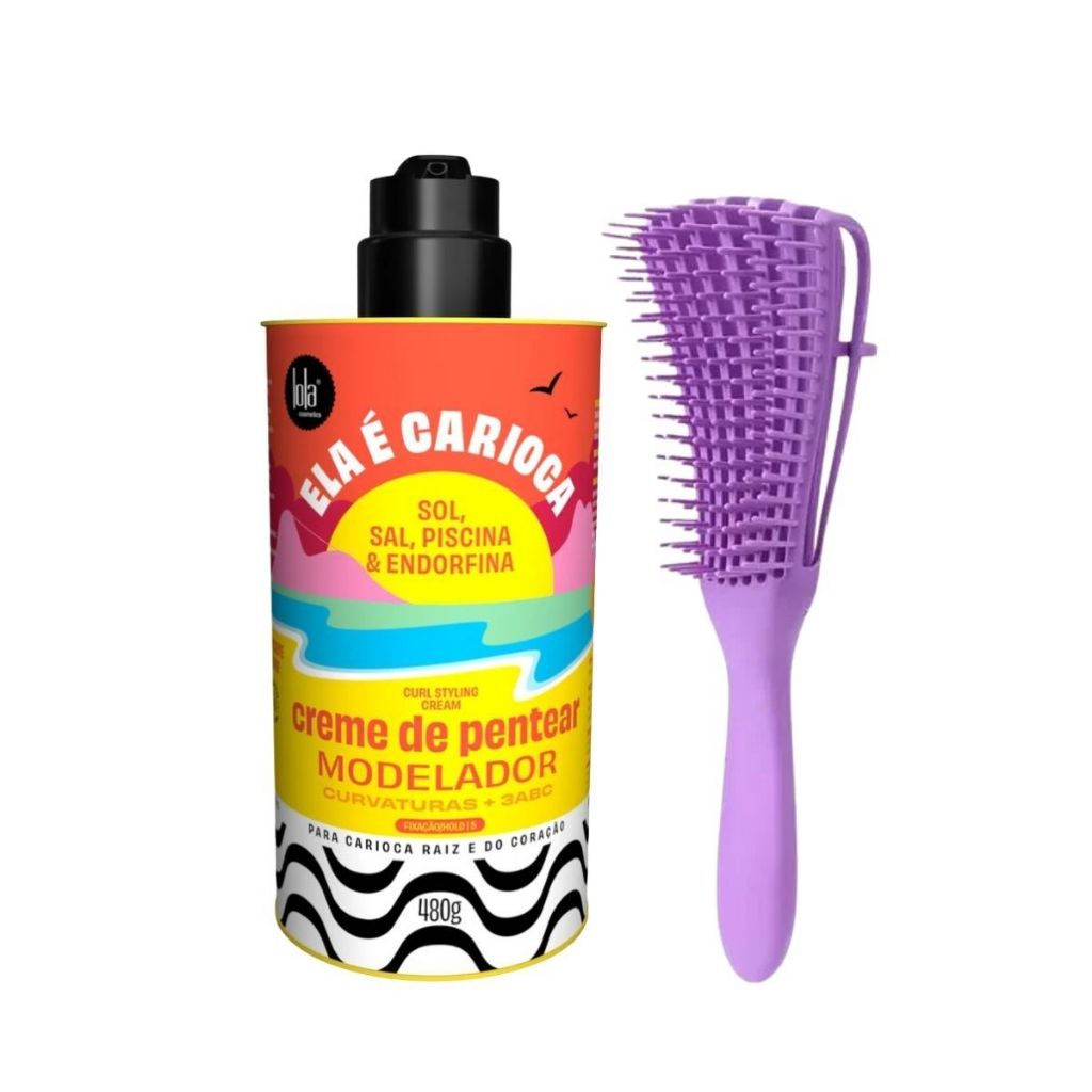 Creme de Pentear 3abc Ela é Carioca Lola Cosmetics 480g e Escova Polvo em Oferta na Shopee