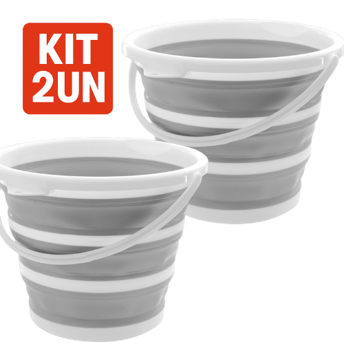 Balde Dobrável Retrátil Flexível De Silicone 10 Litros Cor Cinza Com Alça Produto Premium Balde Dobrável Retrátil Flexível De Silicone 10 Litros Cor Cinza Com Alça Produto Premium