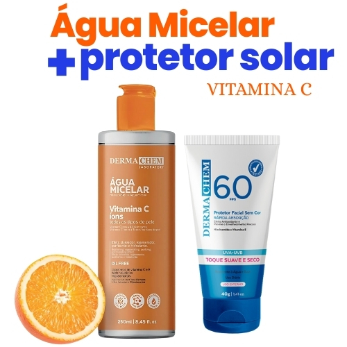 Kit Protetor Solar Facial e Agua Micelar Vitamina C Dermachem