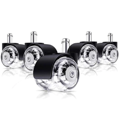 Kit 5 Rodízios Rodinha Silicone Para Cadeira Escritório Gamer Anti-risco e Anti-ruido Roda Pino 11mm