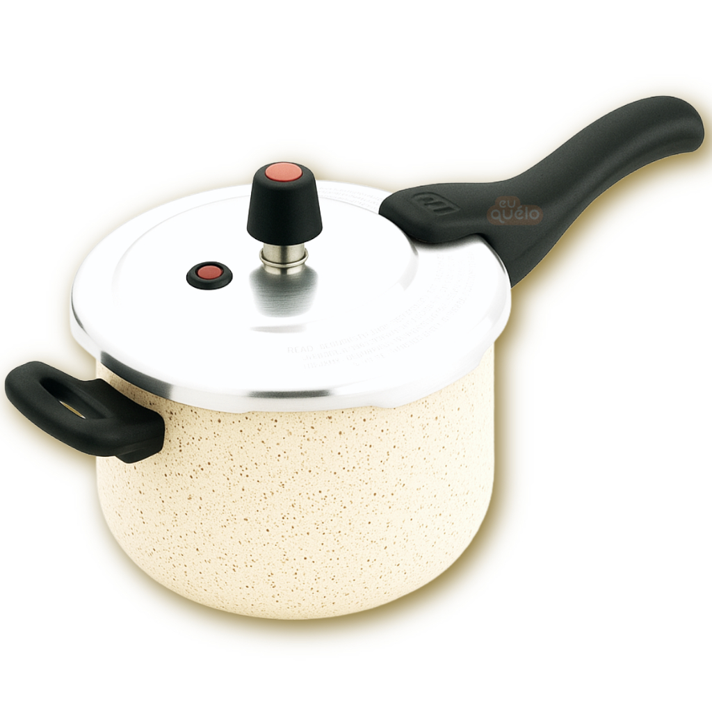 Panela de Pressão 4,5L Antiaderente Fechamento Externo Grossa Resistente Vanilla Bege em Oferta na Shopee