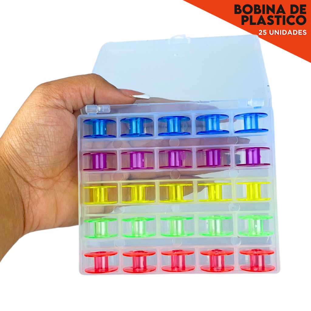 Kit com 25 Bobinas de Plástico Coloridas para Máquina de Costura - SHEFA