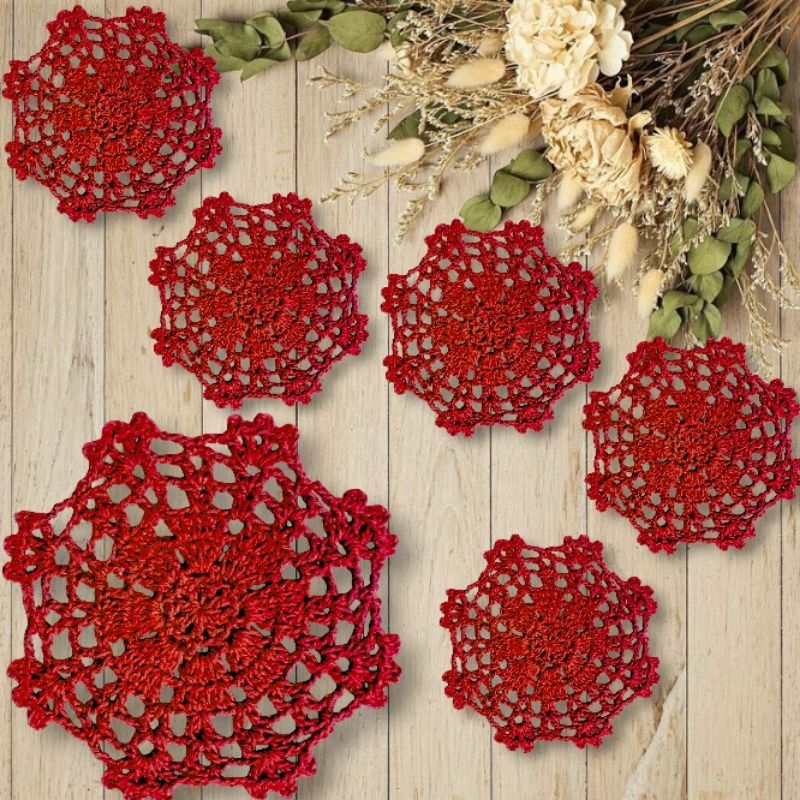 kit 6,8,10 toalhinhas De Crochê 20cm Sousplat Chá Decoração Casa
