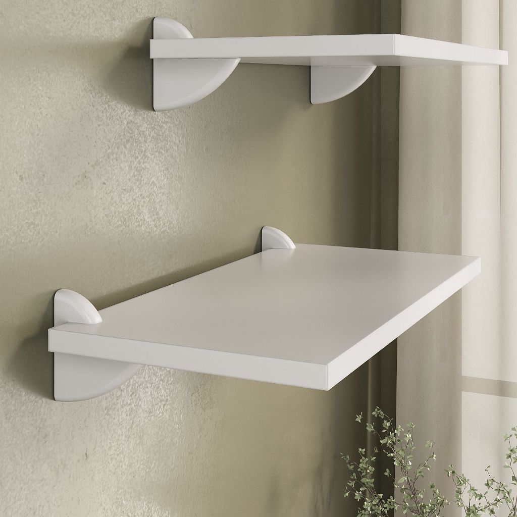 Kit de 3 PRATELEIRAS BRANCAS 40x20cm com SUPORTE organização decoração em Oferta na Shopee