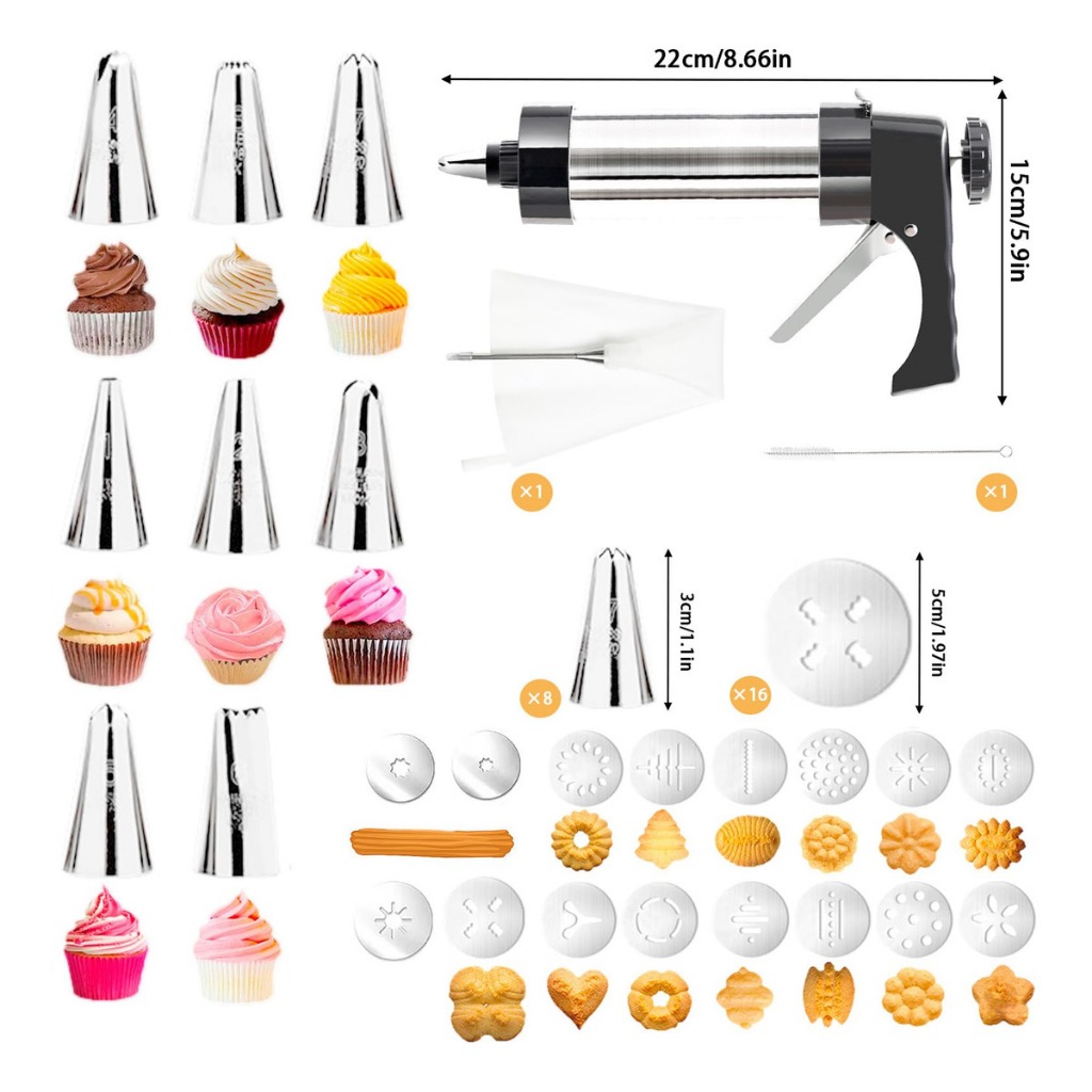 Kit Confeiteiro Com 8 Bicos Molde Biscoito Pistola Prensar