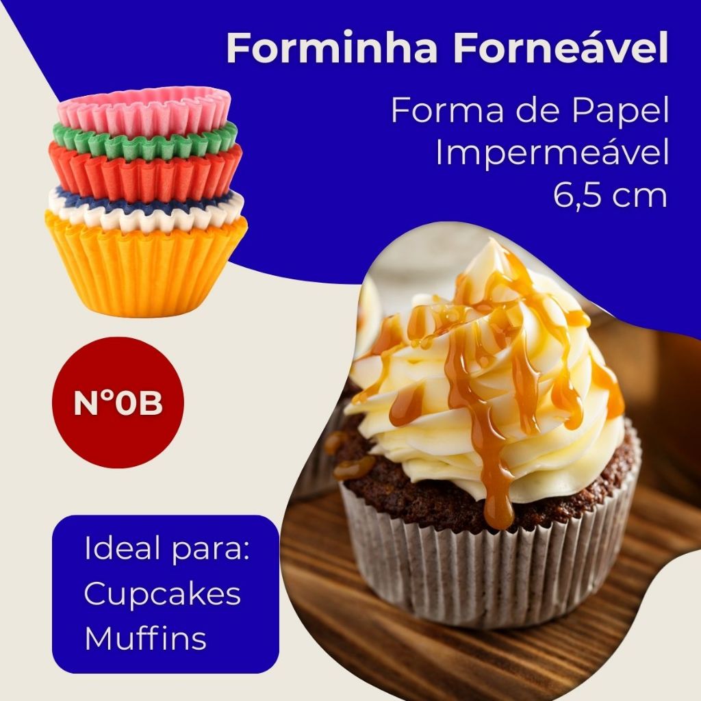 Forminha Forneável Papel Branco Nº0B para Cupcake e Muffins 6,5cm 100 unid Impermeável em Oferta na Shopee