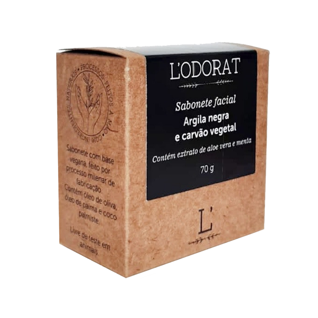 Sabonete Facial Vegetal em Barra - Argila Negra e Carvão Vegetal - 70g