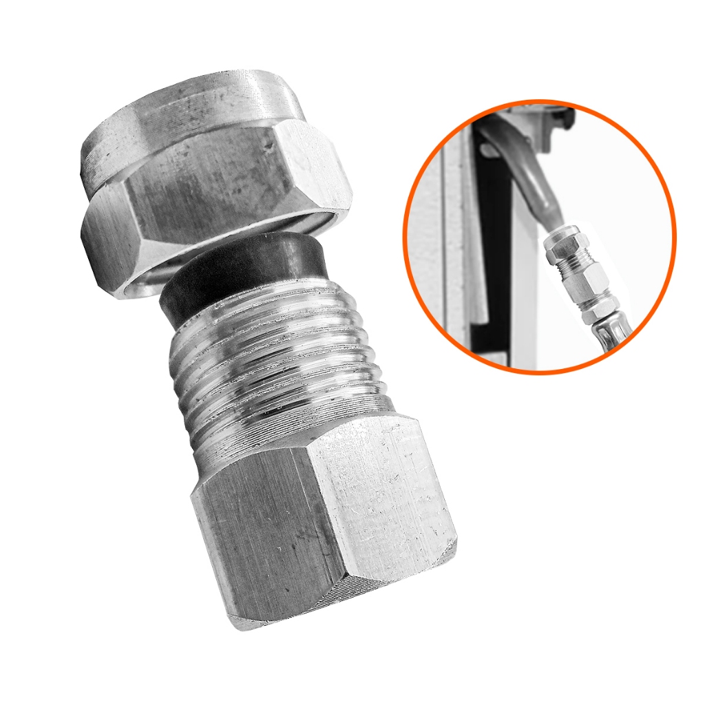 Adaptador Dako para Fogão e Cooktop com Entrada Gás Bico espigão 3/8 Mangueira Rosca 1/2" Fêmea NPT para GLP e GN