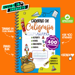 Livro Infantil Caderno De Caligrafia 400 Atividades Letra Cursiva em Oferta na Shopee