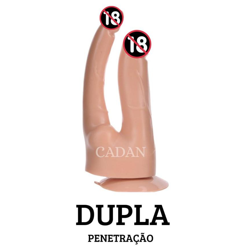 Pênis DP Duplo Prótese Dupla Penetração Com Ventosa Dois Penis Pinto SEXSHOP