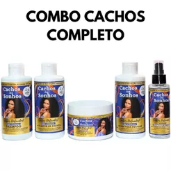 Combo Cachos dos Sonhos 5 em 1 Shampoo Ativador de Cachos Creme para Pentear Máscara Hidratação Sérum – Cachos Definidos