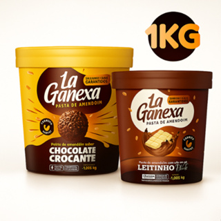 Kit Pasta de Amendoim La Ganexa Zero Açúcar com Whey Protein Leitinho Black e Chocolate Crocante em Oferta na Shopee