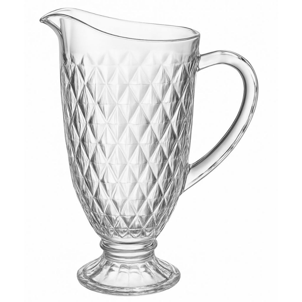 Jarra Vidro Diamond 1,2L Diamante Resistente Kits Água Suco Vinho Drinks Restaurante Bar Bico Jaca