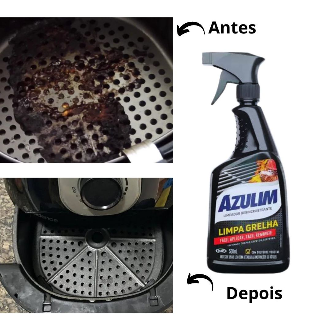 Spray Limpa Grelha Espeto Chapa Assadeira Exaustor Airfryer 500ml Remove Sujeira Residuos Gordura