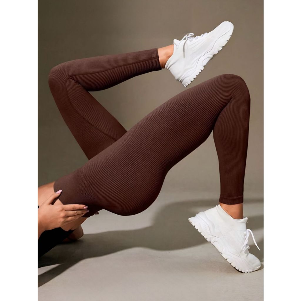 Calça Legging Feminina Poliamida Canelada Premium Sem Transparência Cintura Alta Academia Yoga Treino Fitness