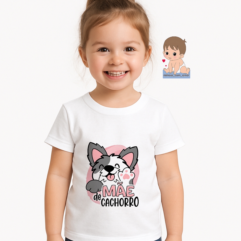 Camiseta de Criança Personalizada Mãe de Cachorro Infantil A529