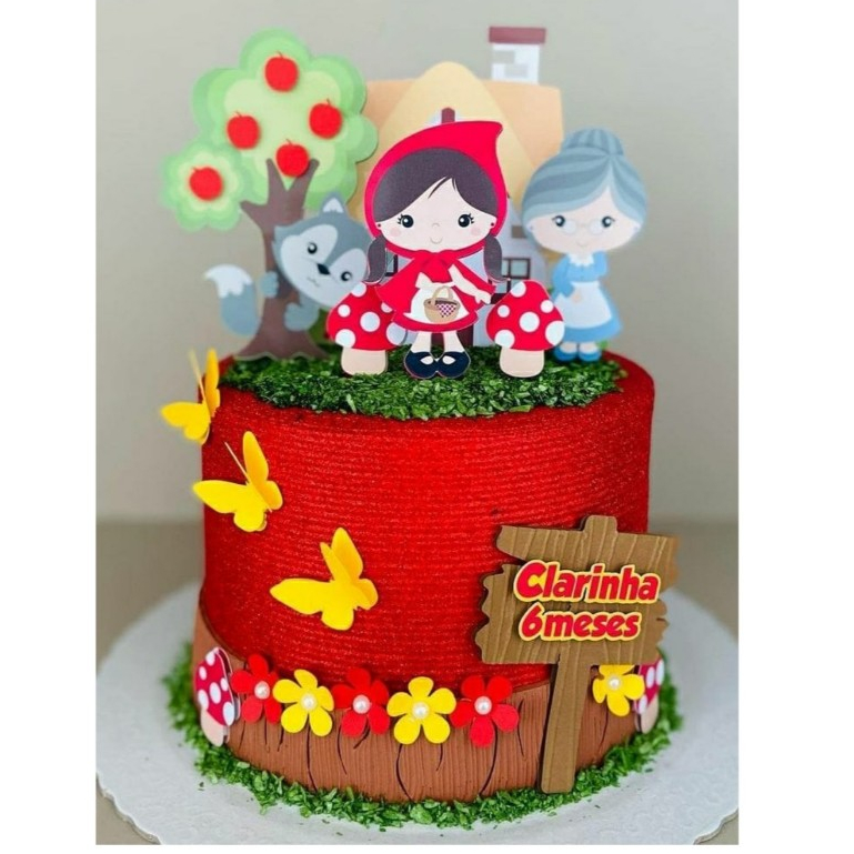TOPO DE BOLO CHAPEUZINHO VERMELHO ANIVERSÁRIO, MESVERSÁRIO. topper de bolo, personalizado, festa infantil, temáticos