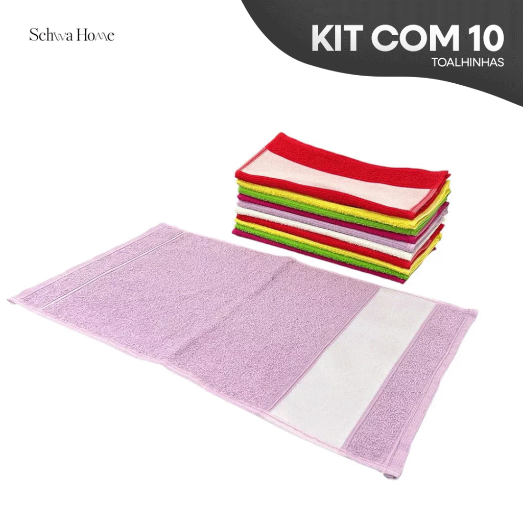 Kit 10 Toalhinha Social De Mão Boca Para Sublimar Transfer Silk 50x29 100% Algodão Toalha Escolar Para Personalizar em Oferta na Shopee