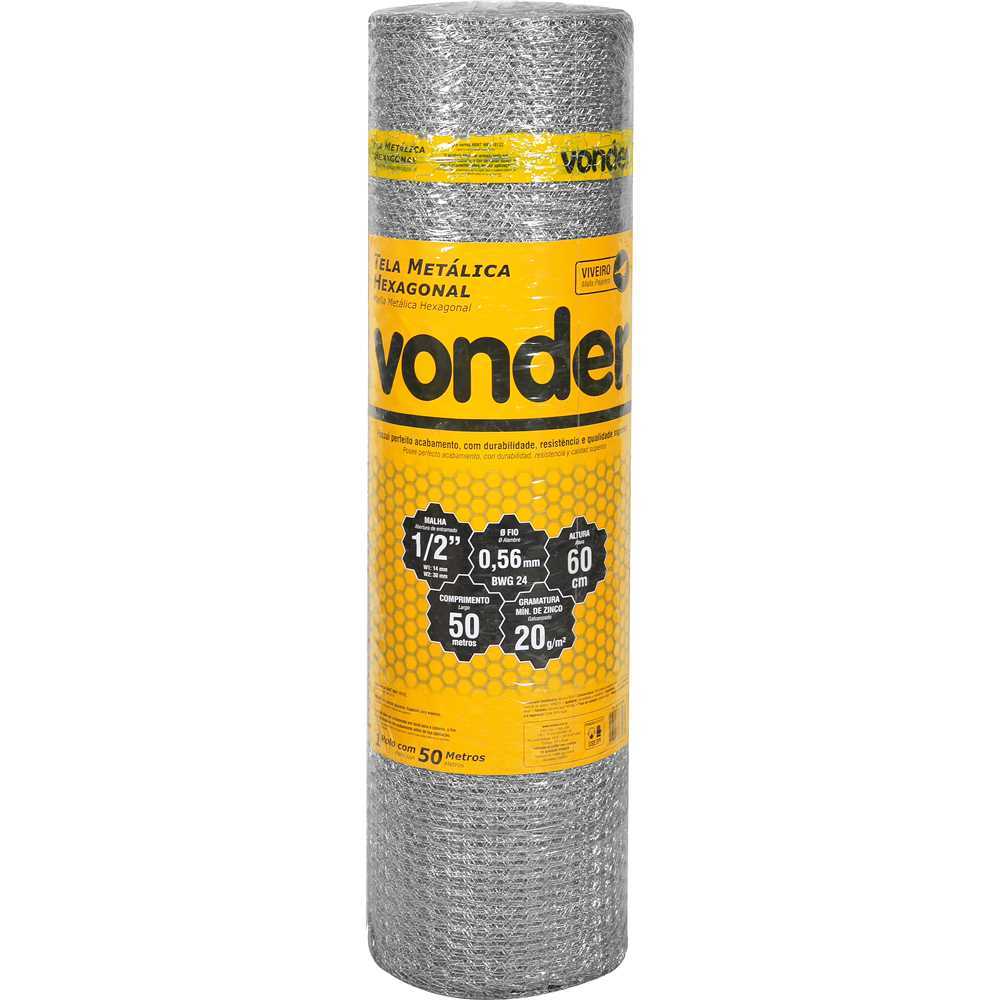Tela Viveiro 1/2 Galvanizada Cerca Jardim Hortas 50m x 0,60m