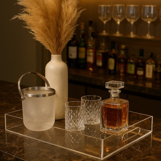 Bandeja Lisa em Acrílico Transparente Praticidade e Design Moderno em Oferta na Shopee