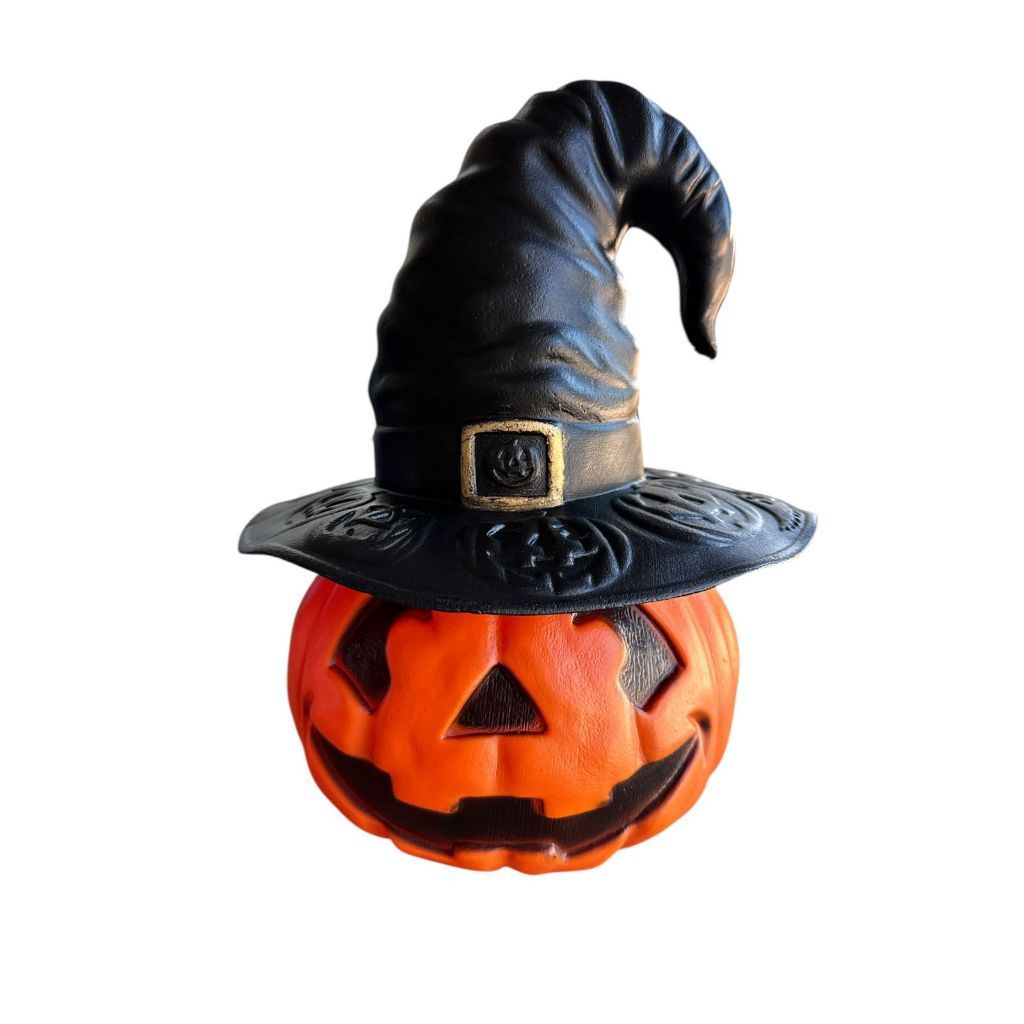 Abobora Halloween Bruxinha Com Chapéu de Bruxa 30cm Decoração Festa Halloween