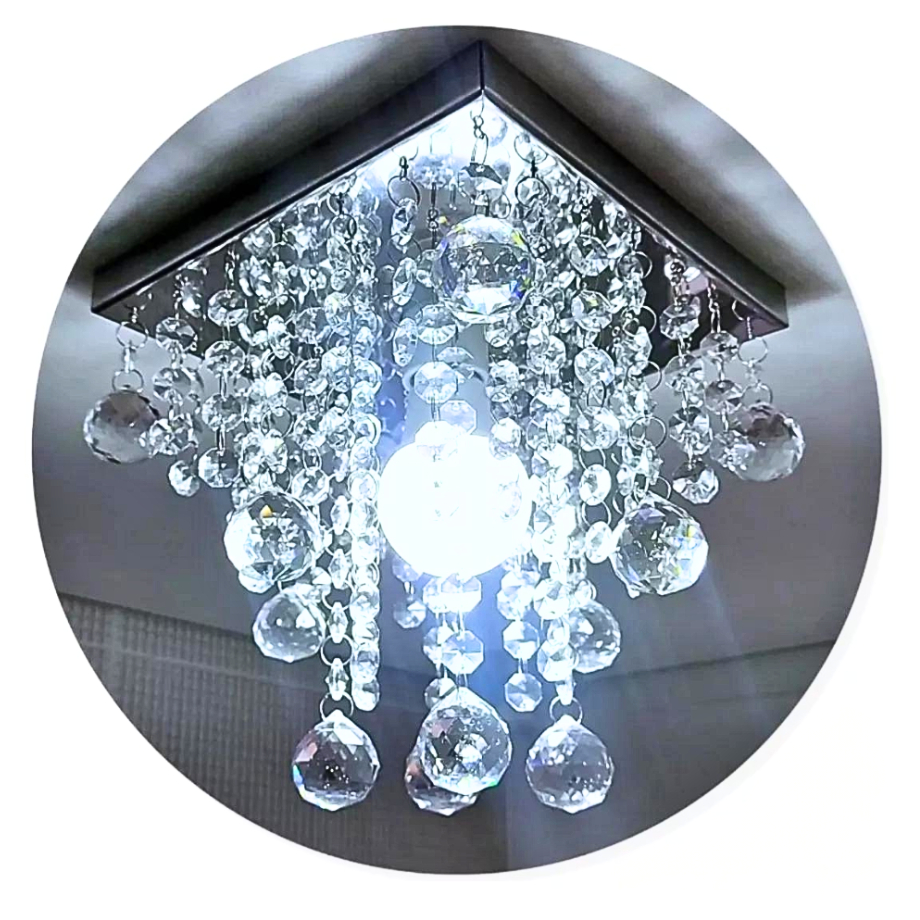 Lustre para sala vai montado,cristal legítimo k9.